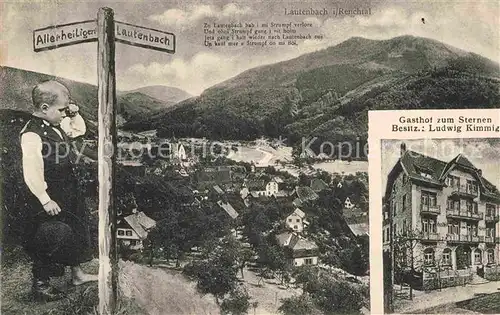 AK / Ansichtskarte Lautenbach Renchtal Panorama Wegweiser Gasthof zum Sternen Kat. Lautenbach