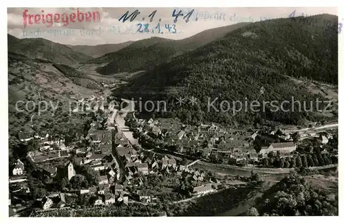 AK / Ansichtskarte Wolfach Panorama Stempel auf AK freigegeben Kat. Wolfach Schwarzwald