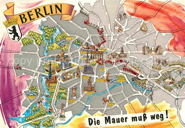 AK / Ansichtskarte Berlin Zentrum Stadtplan mit Sehenswuerdigkeiten Die