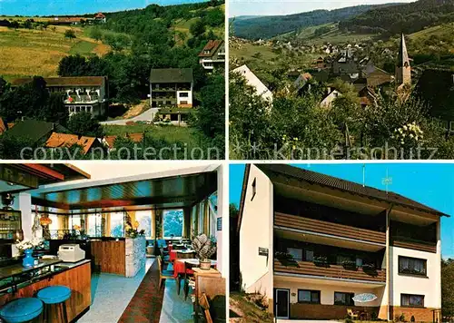 AK / Ansichtskarte Mespelbrunn Haus Talblick Gaestehaus Pension Ortsansicht mit Kirche Kat. Mespelbrunn