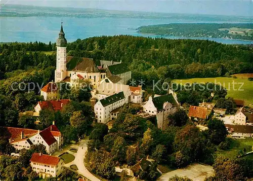 AK / Ansichtskarte Andechs Kloster Kirche am Ammersee Fliegeraufnahme Kat. Andechs