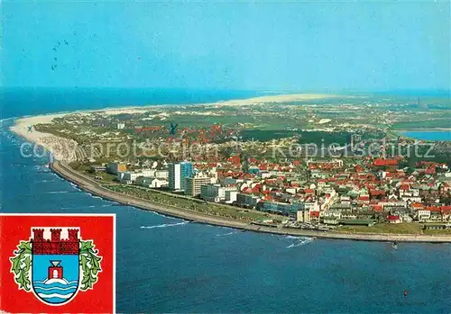 AK / Ansichtskarte Norderney Nordseebad Luftaufnahme von Nordwesten Wappen Kat. Norderney