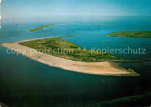 AK / Ansichtskarte Amrum Nordseeinsel mit Westspitze Insel Foehr Suedspitze Insel Sylt Fliegeraufnahme Kat. Nebel