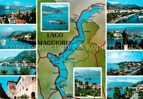 AK / Ansichtskarte Lago Maggiore und umliegende Orte Landkarte Kat. Italien