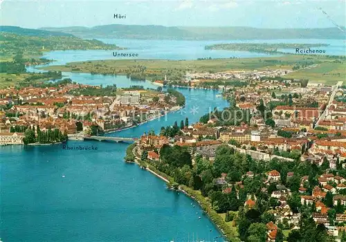 AK / Ansichtskarte Konstanz Bodensee mit Vorort Petershausen Untersee Hoeri Insel Reichenau Fliegeraufnahme Kat. Konstanz