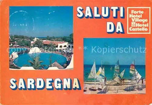 AK / Ansichtskarte Santa Margherita di Pula Forte Hotel Village Hotel Castello Swimming Pool Strand Windsurfen