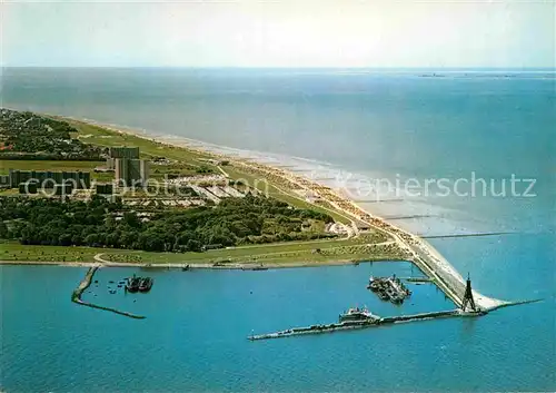 AK / Ansichtskarte Cuxhaven Doese Nordseebad Luftaufnahme Kugelbake Insel Neuwerk