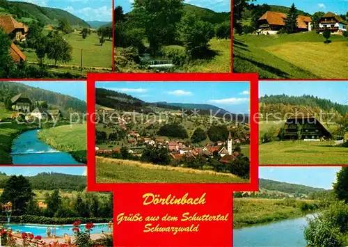 AK / Ansichtskarte Doerlinbach Gasthof Pension Loewen Panorama Kirche Schwimmbad Kat. Schuttertal