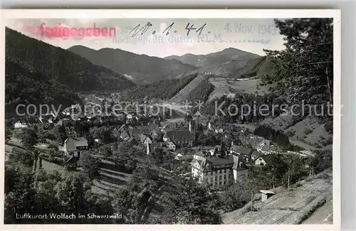 AK / Ansichtskarte Wolfach Panorama Stempel auf AK freigegeben Kat. Wolfach Schwarzwald