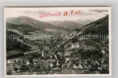 AK / Ansichtskarte Wolfach Panorama Stempel auf AK genehmigt Kat. Wolfach Schwarzwald