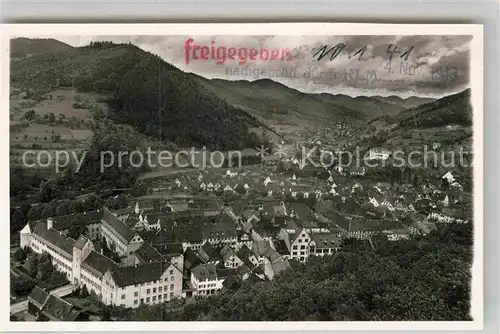 AK / Ansichtskarte Wolfach Panorama Stempel auf AK freigegeben Kat. Wolfach Schwarzwald