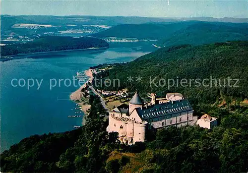 AK / Ansichtskarte Waldeck Edersee Schloss Edertalsperre Stausee Fliegeraufnahme