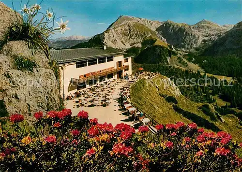 AK / Ansichtskarte Berchtesgaden Jennerbahn Berggaststaette mit Schneibstein Edelweiss Alpenflora Berchtesgadener Alpen Kat. Berchtesgaden