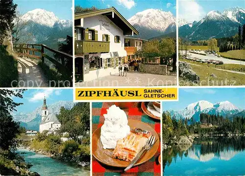 AK / Ansichtskarte Ramsau Berchtesgaden Berggasthof Pension Zipfhaeusl Sahnegletscher Soleleitungsweg Hintersee Alpenpanorama Kat. Ramsau b.Berchtesgaden