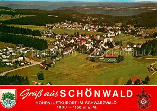 AK / Ansichtskarte Schoenwald Schwarzwald Luftaufnahme Kat. Schoenwald im Schwarzwald