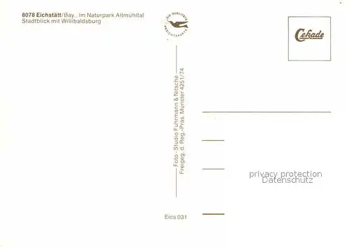 AK / Ansichtskarte Eichstaett Oberbayern Willibaldsburg Fliegeraufnahme Kat. Eichstaett