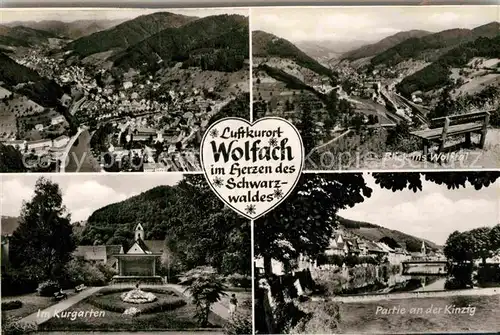 AK / Ansichtskarte Wolfach Fliegeraufnahme Wolftal Partie an der Kinzig Kurgarten Kat. Wolfach Schwarzwald