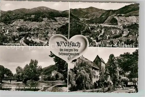 AK / Ansichtskarte Wolfach Gesamtansicht Zusammenfluss von Kinzig und Wolf Schlossanlagen Kat. Wolfach Schwarzwald