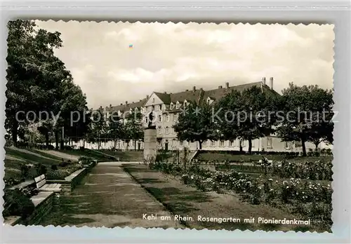 AK / Ansichtskarte Kehl Rhein Rosengarten mit Pionierdenkmal Kat. Kehl