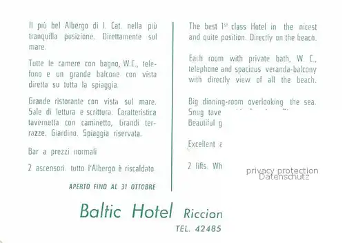 AK / Ansichtskarte Riccione Hotel Baltic 