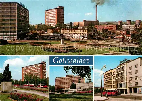 AK / Ansichtskarte Gottwaldov Tschechien Namesti Interhotel Centrum mesta Platz Hochhaeuser Hotel Denkmal Kat. Zlin