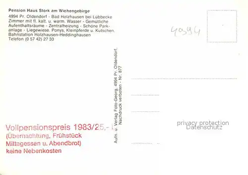 AK / Ansichtskarte Oldendorf Wiehengebirge Pension Haus Stork Kat. Melle