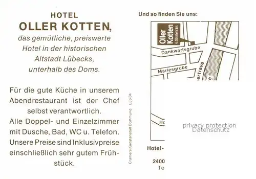 AK / Ansichtskarte Luebeck Hotel Oller Kotten Kat. Luebeck