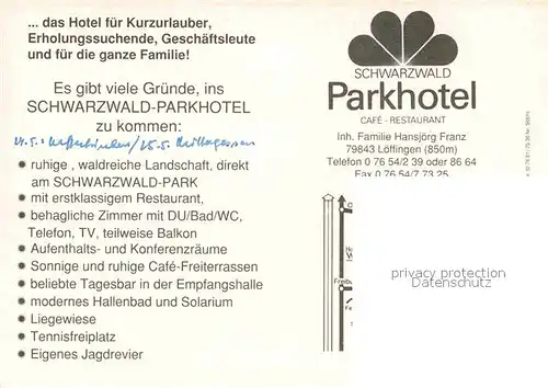 AK / Ansichtskarte Loeffingen Parkhotel Schwarzwald Kat. Loeffingen