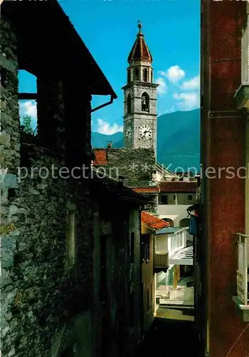 AK / Ansichtskarte Ascona Lago Maggiore Motivo Rustico Dorfidyll Gasse Kirche