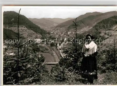 AK / Ansichtskarte Wolfach Panorama Schwarzwaldmaedel Kat. Wolfach Schwarzwald