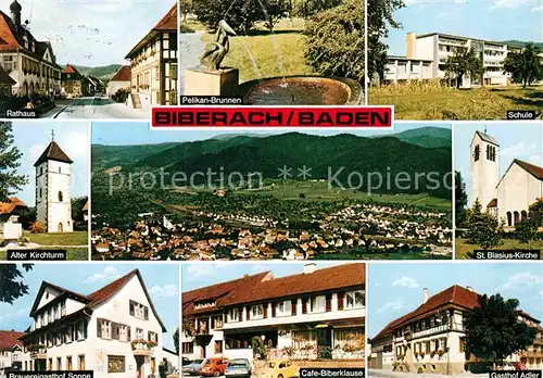 AK / Ansichtskarte Biberach Baden Rathaus Alter Kirchturm Sankt Blasius Kirche Schule  Kat. Biberach Kinzigtal