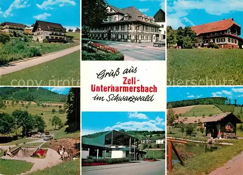 AK / Ansichtskarte Unterharmersbach Stadtansichten Wassertretstelle Schwarzwaldhaus Kat. Zell am Harmersbach
