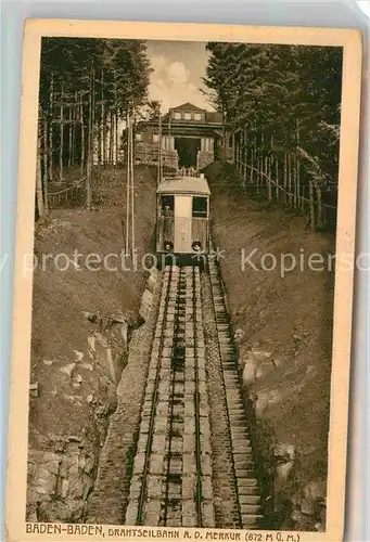 AK / Ansichtskarte Baden Baden Drahtseilbahn zum Merkur Kat. Baden Baden