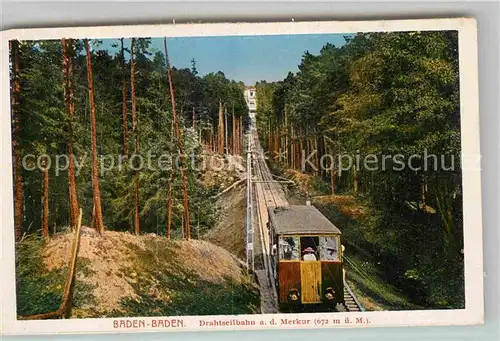 AK / Ansichtskarte Baden Baden Drahtseilbahn auf den Merkur Kat. Baden Baden