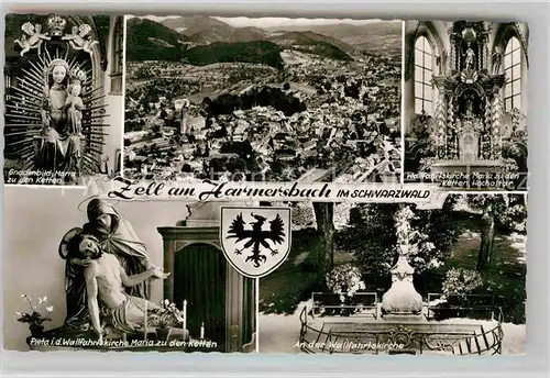 AK / Ansichtskarte Zell Harmersbach Fliegeraufnahme Wallfahrtskirche Gnadenbild Mariazu den Ketten Kat. Zell am Harmersbach