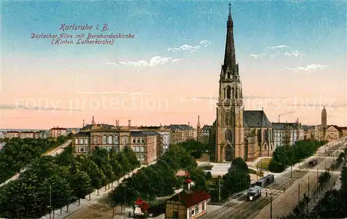 AK / Ansichtskarte Karlsruhe Baden Durlacher Allee Bernharduskirche Lutherkirche