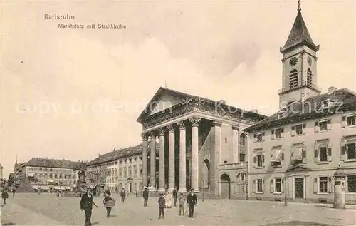 AK / Ansichtskarte Karlsruhe Baden Marktplatz Stadtkirche