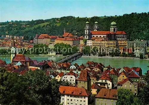 AK / Ansichtskarte Passau Blick vom Kloster Mariahilf auf den Inn Kirche Kat. Passau