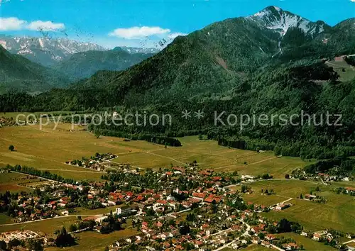 AK / Ansichtskarte Grassau Chiemgau Fliegeraufnahme mit Hochplatte und Wilder Kaiser Kat. Grassau
