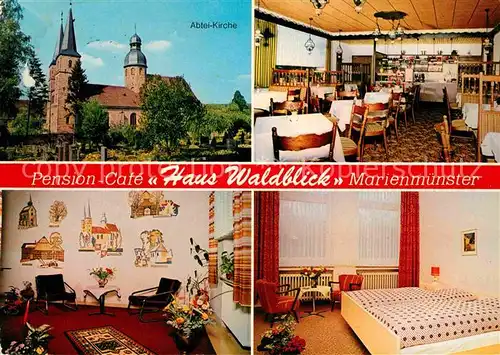 AK / Ansichtskarte Marienmuenster Pension Cafe Haus Waldblick Abtei Kirche  Kat. Marienmuenster