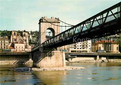 AK / Ansichtskarte Vienne Isere Le Pont suspendu sur le Rhone et la Cathedrale Saint Maurice Kat. Vienne