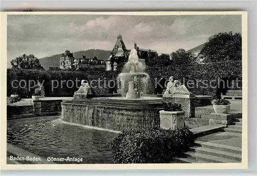 AK / Ansichtskarte Baden Baden Goenner Anlagen Kat. Baden Baden