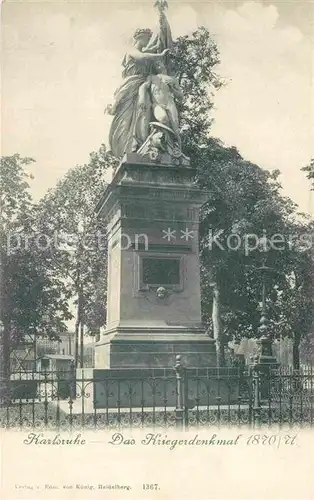 AK / Ansichtskarte Karlsruhe Baden Kriegerdenkmal 1870