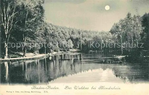 AK / Ansichtskarte Baden Baden Waldsee Mondschein Kat. Baden Baden