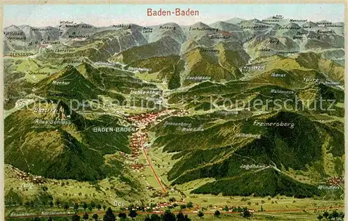 AK / Ansichtskarte Baden Baden Panoramakarte  Kat. Baden Baden