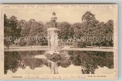 AK / Ansichtskarte Karlsruhe Baden Schlossplatz Brunnen