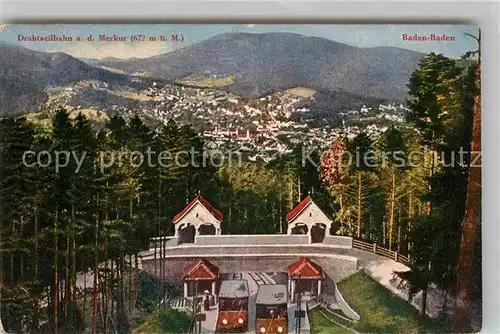 AK / Ansichtskarte Baden Baden Drahtseilbahn Merkur Kat. Baden Baden