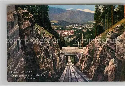 AK / Ansichtskarte Baden Baden Drahtseilbahn Merkur Kat. Baden Baden