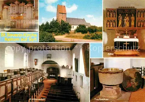 AK / Ansichtskarte Keitum Sylt St Severin Kirche Altar Kirchenschiff Taufbecken Kat. Sylt Ost