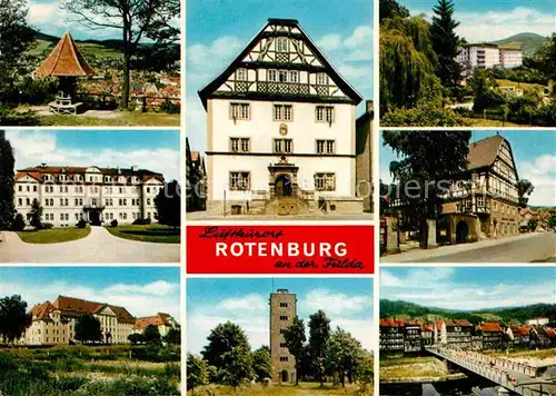 AK / Ansichtskarte Rotenburg Fulda Aussichtspunkt Teilansichten Gebaeude Turm Bruecke Fachwerkhaus Kat. Rotenburg a.d. Fulda